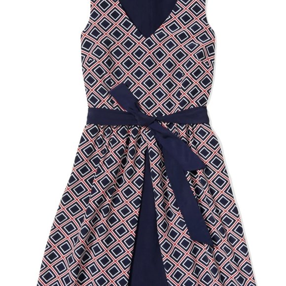 Zooey Deschanel x Tommy Hilfiger Diamond Print Belted Dress - Picture 2 of 7